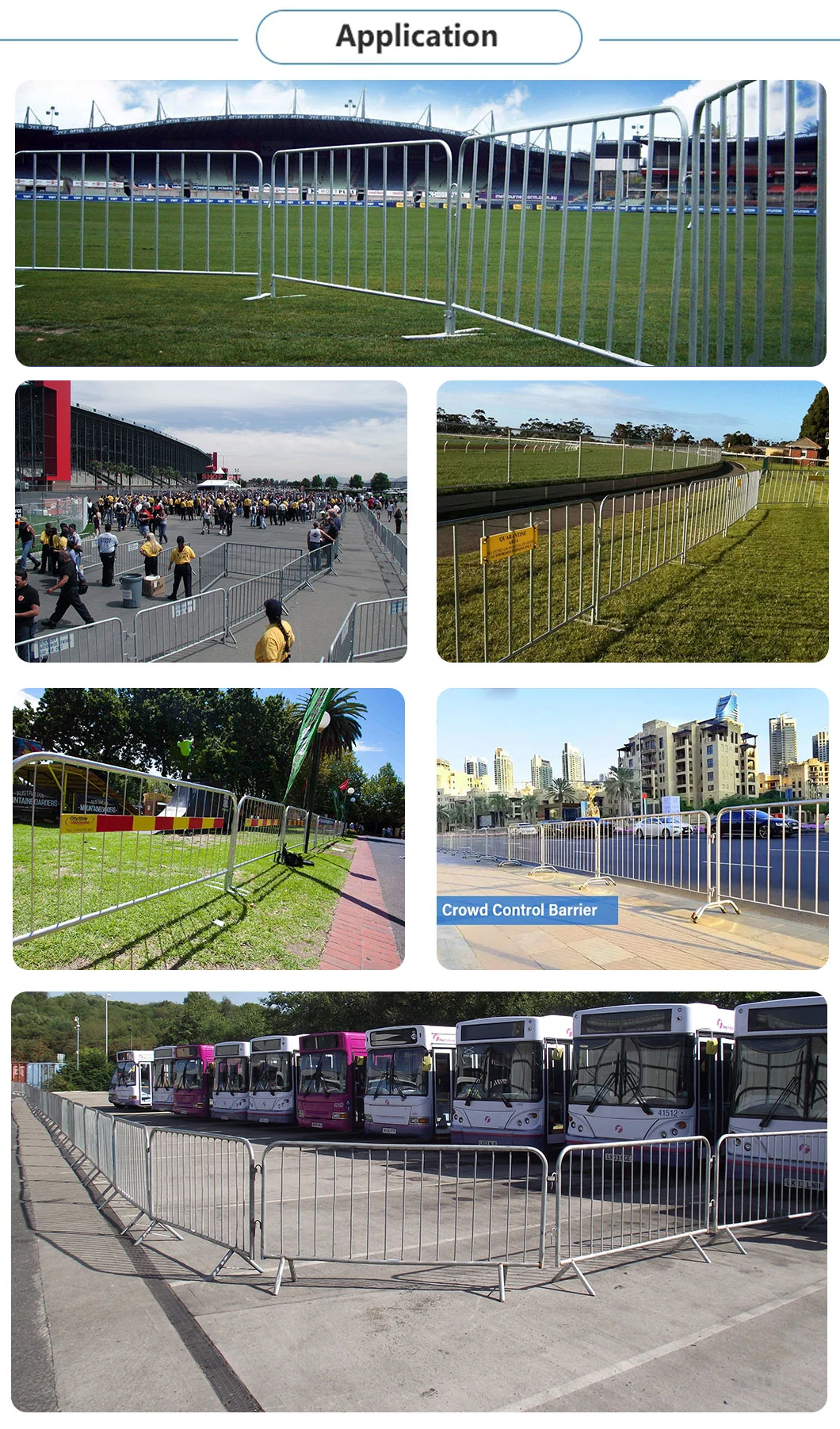 Detached Feet Galvanised Traffic Road Safety Pedestrian Crowd Control Barrier